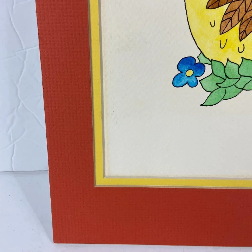 NEW Vintage 1983s Artist Alexis James Watercolor Print  Hen